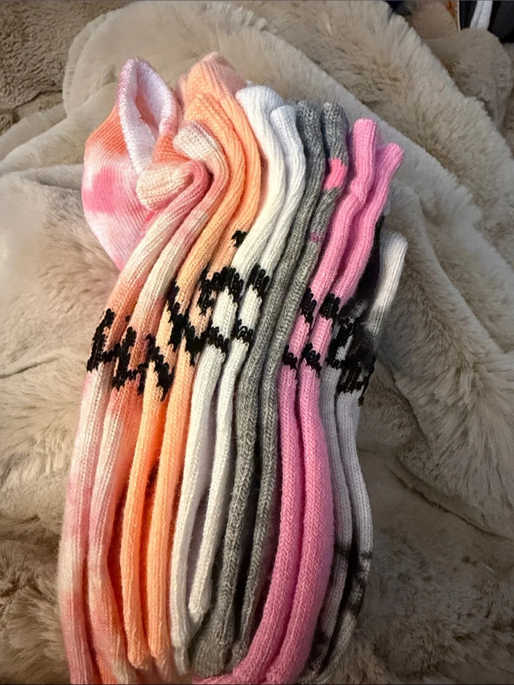 Justice No-Show Sock Pack - Pink Tie-Dye & Black Graphic